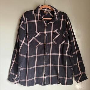 PACIFIC TRAIL Men's XL Blue/White/Red Plaid Woven Cotton Button Up Shirt Outdoor